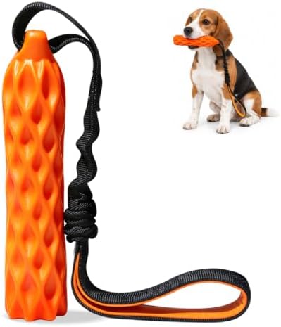 Floating Squeaky Dog Toy, Fetch Training Bumper with Reflective Rope Handle