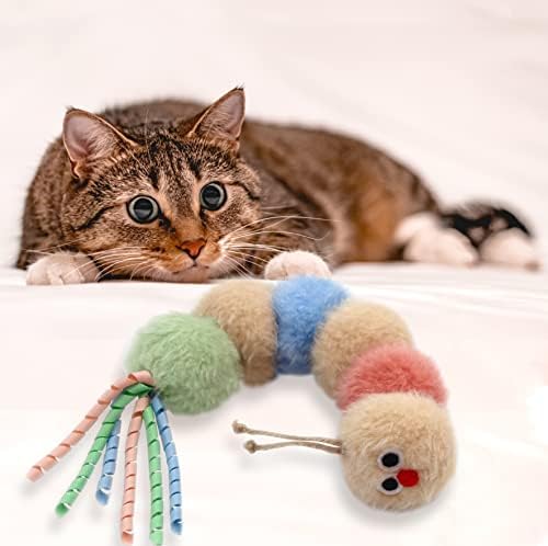 Jumpaws Interactive Natural Catnip Toy, with Rattle, Bite Resistant, for All Ages Indoor Cat, Shape of Caterpillar, Kitten Toy (Large/ 1 Pack/Cat Kicker)