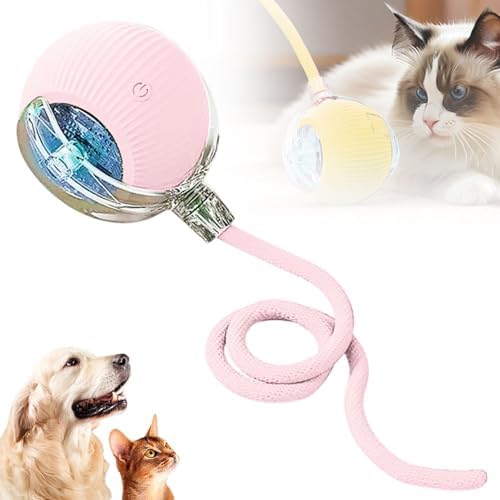 2026 Interactive Rolling Cat Dog Ball Toy – Smart Automatic Self-Moving Pet Toy, Upgraded Smart Automatic Electric Dog Ball for Bored Cats and Dogs (Pink)