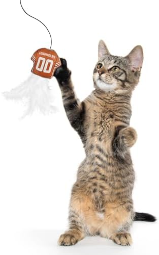 Pets First NCAA Texas Longhorns Team Jersey Wand with CAT NIP, Cat Toy Jersey Shaped Plush Teaser Toy for Cats & Kittens - Interactive Pet Toy for Play & Exercise