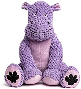 fabdog Floppies Plush Dog Toy - Cute & Durable Squeaky Dog Toys - Squeak Toy for Puppies and All Breeds | Ideal Pet Gift| Small Hippo
