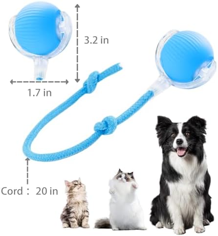 KumCinn Interactive Dog Ball for Small Medium Dogs, Automatic Self Moving Cat Toys Ball for Indoor Cats, 360° Rolling Electric Pet Ball, Fast Smart Motion Activated Toy (Blue)