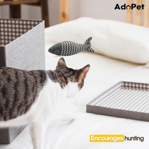 Catnip Fish Cat Toys 3 Pack – Interactive Linen Kicker Toys with Organic Catnip, Durable Bite and Scratch Play for Indoor Cats, Stress Relief and Hunting Instincts