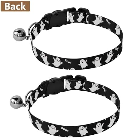 Cute Halloween Boo Black Puppy Collar 2 Pack Collars for Cats Adjustable 10.6 to 17.1 Inches