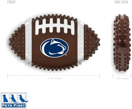 NCAA Penn State Nittany Lions Mega-Chew Hard Nylon Bacon-Flavored Dog Bone Football Chew Toy. Interactive Tasty & Fun Dog Chew Toy. Indestructible Strong Durable Tough Dog Toys for Aggressive Chewers
