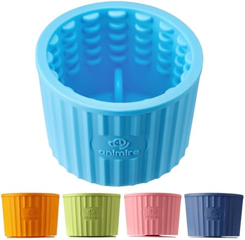 Dog Lick Bowl, Anxiety Relief Dog Licking Mat Freezer Treat Dispenser, Non-Slip Anti-Choking Silicone Slow Feeder Lick Bowl for Small Medium & Large Breed Dogs, BPA Free(Light Blue,M-L)