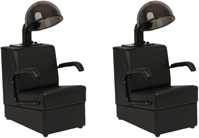 Buy-Rite Kate Set of 2 Professional Salon Hair Dryer & Dryer Chair Combinations, 980W Commercial Hooded Dryers, Heavy-Duty Wood Frame Chairs, Adjustable Hoods, Removable Arms, OD-431/HL-1500