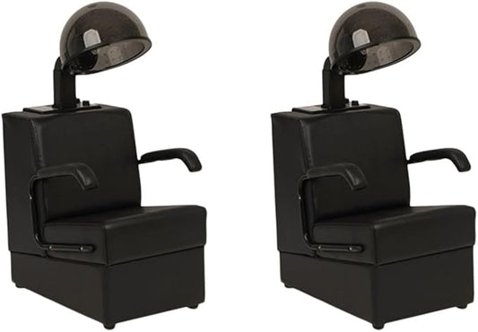 Buy-Rite Kate Set of 2 Professional Salon Hair Dryer & Dryer Chair Combinations, 980W Commercial Hooded Dryers, Heavy-Duty Wood Frame Chairs, Adjustable Hoods, Removable Arms, OD-431/HL-1500