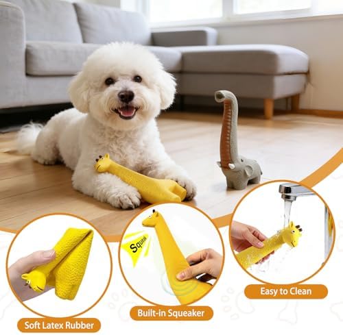 SCHITEC Latex Squeaky Dog Toys, Animal Toy Set for Small Puppies & Medium Breed Dogs, Interactive Puppy Play for Boredom Relief