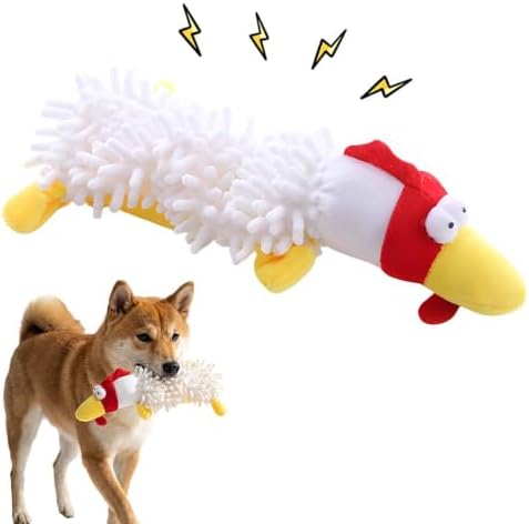 Indestructible Tough Plush Squeaky Dog Toy for Aggressive Chewers，White