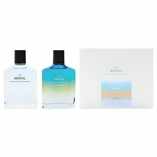 Zara Man Seoul 532-8 Sinsa Dong Gangnam-Gu + Seoul Summer Cologne for Men Fragrance Set EDT Eau De Toilette 2x 100 ML (3.38 FL OZ)
