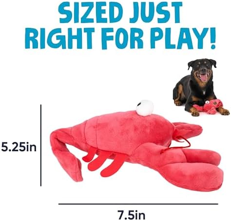 goDog Action Plush Lobster Animated Squeaky Dog Toy with Chew Guard Technology, Durable Fabric and Wiggling Tail & Squeaker for Active Play, Red, One Size