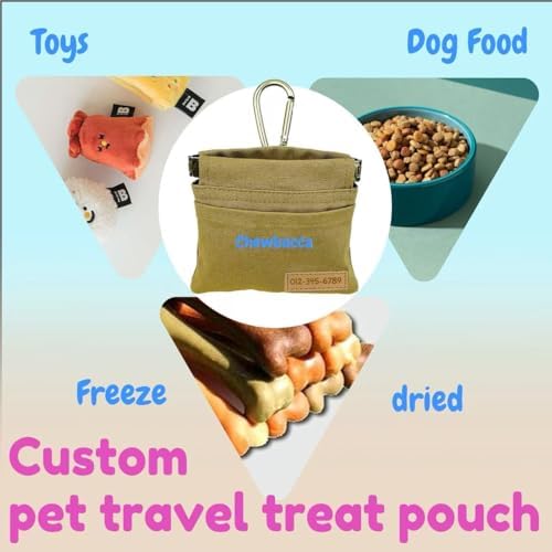 Personalized Dog Treat Pouch for Leash with Name Logo Portable Treat Pouches for Pet Training Dog Hand Free Training Pouch Pet Dog Food Dispenser for Travel or Outdoor Use
