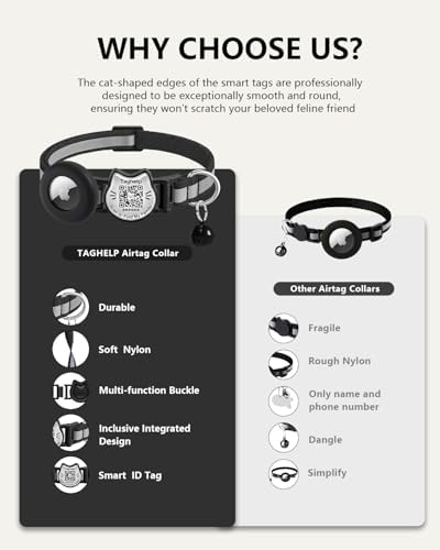 Cat Collar with AirTag Holder, QR Code Tag and Bell (3 Pack)