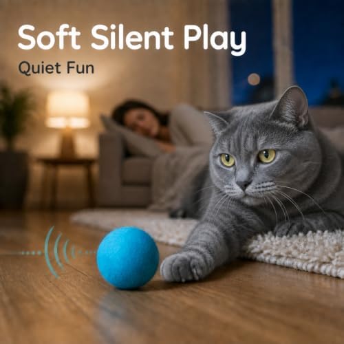 Wool Cat Toys - Felt Cat Toy Balls for Small Pet Fetch and Play - Eco Friendly Quiet Wool Ball Cat Toy for Cats and Kittens - 6 PCS Choose Your Colors (Aqua)
