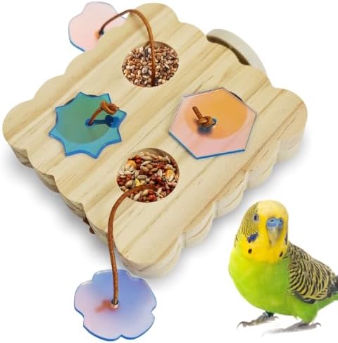 PINVNBY Wooden Bird Foraging Toys Interactive Parrots Foraging Toys