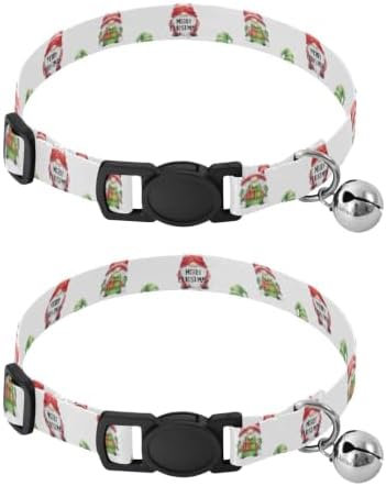 Cute Gnomes Green Red Hats Adjustable Buckle Pet Collars 2 Pack Collar for Kitten
