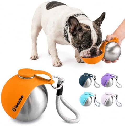 Cibaabo Portable Dog Water Bottle with Collapsible Silicone Bowl 10 oz