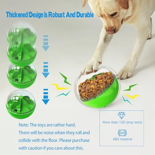 Dog Treat Ball, Dog Food Puzzle Slow Feeder Interactive Squeaky Mental Stimulation Toys, Dog& Cat Treat Dispenser Puzzle Toys Active Rolling Balls for Medium/Large Dog Breeds