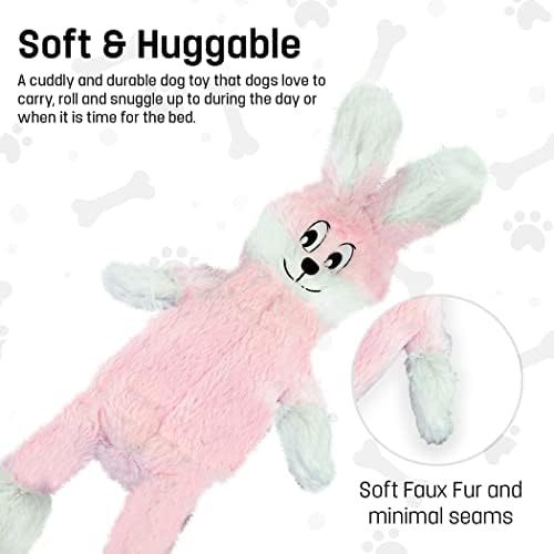FGA MARKETPLACE Frog-Grey and Pink Rabbit Flat NO Stuffing NO Squeak Plush Dog Toy, Funny Style Will Entertain Your Pet for Hours, Recommended for Small and Medium Dog 21 INCH Long