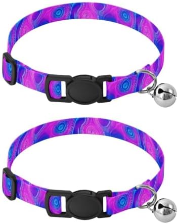 Neon Blue Lightweight Small Dog Collar, 2 Pack Breakaway Cat Collars with Bell