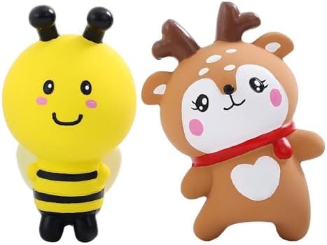 2 Pieces Latex Dog Squeaky Toys, Cute Animal Design Interactive Pet Toys (Bee&Deer)
