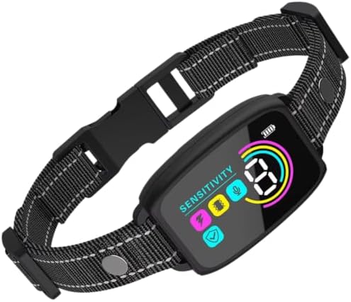 Bark Collar for Medium & Large Dogs - Anti Barking Device & Dog Training Collar with Beep, Shock, Vibration & 8-Level Sensitivity, IP67 Waterproof (Black)