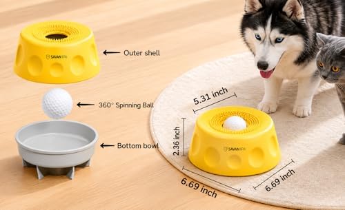 Slow Feeder Dog Bowl with Interactive Roll Ball, Anti-Slip Dog Lick Bowl for Liquid Treats, Bone Broth & Yogurt, Anxiety Relief Boredom Puzzle Feeder for Small Large Dogs