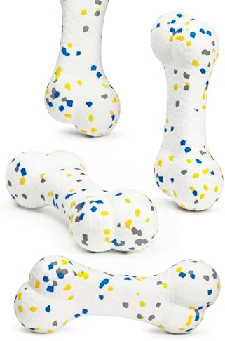 Moonorange 7.28" Indestructible Large Bone Balls for Aggressive Chewers Durable Stick Bouncy Interactive Chew Toy for Dogs Fetch Game Lightweight Floating Outdoor Training, White
