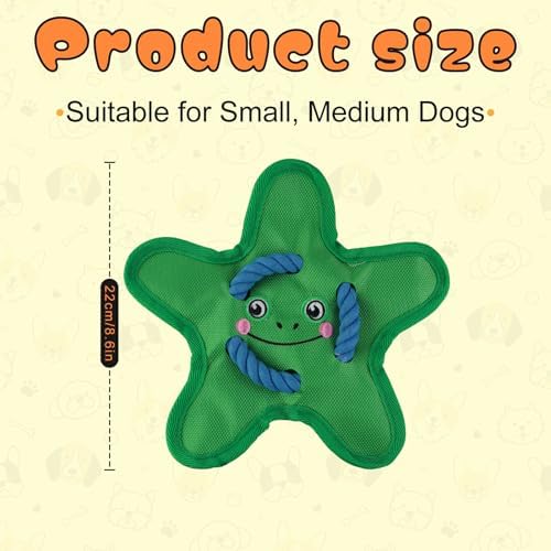 Andiker Squeaky Dog Toys, Cute Star Shape Dog Chew Toys with Squeaker Crinkle Paper Strong Ropes Bright Color Interactive Dog Toys for Puppy Small Medium Dogs Chewing Grinding Teeth (Green)