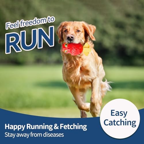 Dog Squeaky Chew Toys for Aggressive Chewers, Interactive Dog Toys for Medium and Large Dogs, Heavy Duty Relieves Anxiety, Cleans Teeth Outdoor Waterproof (Red)