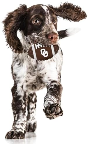 Pets First NCAA Oklahoma Sooners Mega-Chew Hard Nylon Bacon-Flavored Bone Football Chew Toy. Interactive Tasty & Fun Chew Toy. Indestructible Strong Durable Tough Dog Toys for Aggressive Chewers