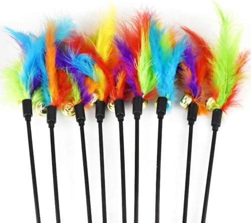 1Pc Colorful Pet Teaser Wand, Interactive Teaser Stick Teaser Toy Wand Interactive Teaser Wand Funny for Stick Catcher Wand Pet Interactive Cats Kitten Cat Feather Feather Toy