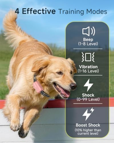 Dog Shock Collar - 4500FT Dog Training Collar with Remote, Blush Pink