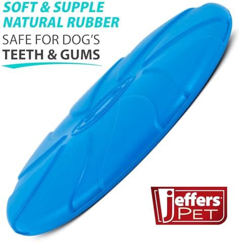 Jeffers Pet Natural Rubber Dog Chew Toy – Blue Bone Stamp Frisbee, Medium – Vanilla Scent, Durable, Non-Toxic, Dishwasher Safe, Interactive Fetch & Tug Toy - Perfect for Training Medium Chewers
