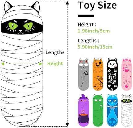 PET SHOW 8 Pack Halloween Cat Kicker With Catnip Crinkle Sound for Indoor Cats - Cute Ghost Pumpkin Plush Kittens Shape Natural Interactive Pet Kitty Toy