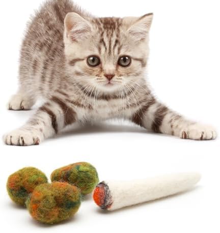 Glaciart One Catnip Joint & Buds Cat Toy Set | Crack for Funny Kittens, Stimulating Cat Toys for Boredom, Exercise & Play | Filled w/Organic Catnip to Excite/Calm Kitty | Organic Idea