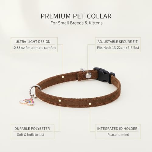 Brown Polyester Collar with Built-in Tag Slot for Quiet, Snag-Free Wear