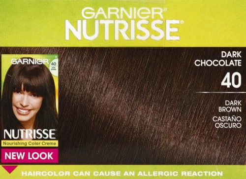 Garnier Hair Color Nutrisse Nourishing Creme, 40 Dark Brown (Dark Chocolate) Permanent Hair Dye, 1 Count (Packaging May Vary) (Pack of 2)