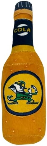 NCAA Notre Dame Fighting Irish Beer Bottle Plush Dog & CAT Squeak Toy - Cutest Stadium SODA Bottle Snack Plush Toy for Dogs & Cats with Inner Squeaker & Beautiful Football/Basketball Team Name/Logo