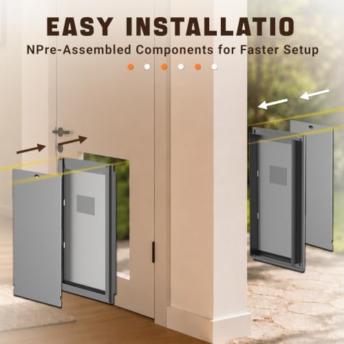 Aluminum Alloy Dog Door, 2 Flap Insulation/Thermal Insulation, Doggy Door for Large Dogs, Closure Panel with Safety Locks
