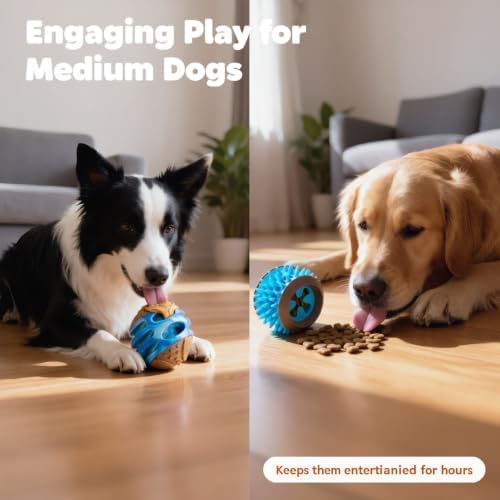 MECOOL 2PCS Durable Dog Chew Toys, Squeaky Chew Ball & Treat Dispensing Toy, Tough Nylon Ends & Natural Rubber for Aggressive Chewers, Interactive Puzzle Toys for All Breed Dogs,Bacon Flavored,Blue