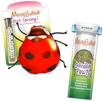 Meowijuana Get Sprung Cat Toy & Catnip Bundle | Refillable Plush + Blend