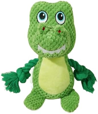 Cute Animals Interactive Dog Squeak Toys, Rope Plush Pet Chew Toys - Green