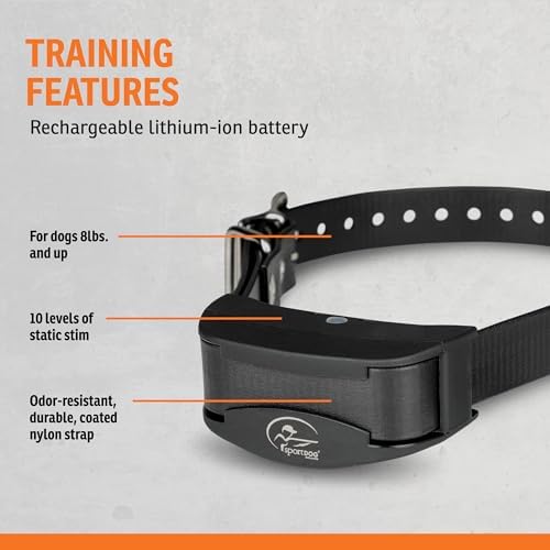 SportDOG NoBark Rechargeable Bark Collar | Silent Partner Bark-Only Detection, Static, 2 Training Modes, 200-Hr Battery, DryTek Waterproof to 25 Ft, Dogs 8 lb+, 5-22 in