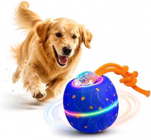 Smart Interactive Dog Ball, Automatic Rolling with LED Glow, E-TPU Dog Ball, Toy for Dog