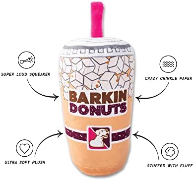 Fringe Studio Plush Dog Toy, BARKIN Donuts ICED Coffee, Wagsdale Dog Toy Collection (289736)