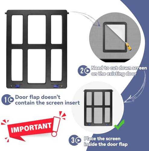 Namsan Screen Cat Door for Sliding Door 8.2 x 9.6 inches Entrance Screen Pet Door for Small Dogs Cats Magnetic Automatic Closure Gate, 8.2x9.6 Inch (Black)