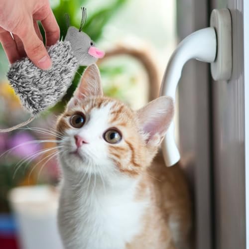 Veemoon 3 Pcs Refillable Catnip Toys for Cats, 3.54 Inches Catnip Toy Mouse, Indoor Kitten Plush Interactive Teething Chew Kicker Hunting Boredom Relief Pet Accessories