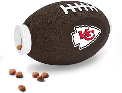 Pets First NFL Kansas City Chiefs Football Treat Dispensing Toy for Dogs, Cats - Interactive Fun, Natural Rubber Toy